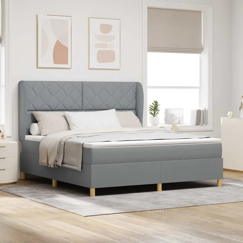 Letto a molle con testiera Grigio chiaro 200 x 180 cm Tessuto 3340830
