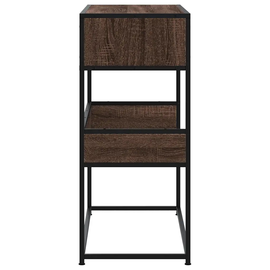 Tavolo Consolle | Tavolo d'Ingresso Rovere Marrone 90x35x80 cm Legno Multistrato