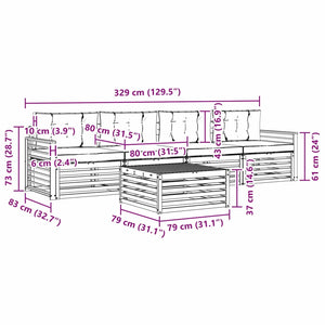 Set di divani da esterno 5 pcs Grigio Naturale e Chiaro 3372991