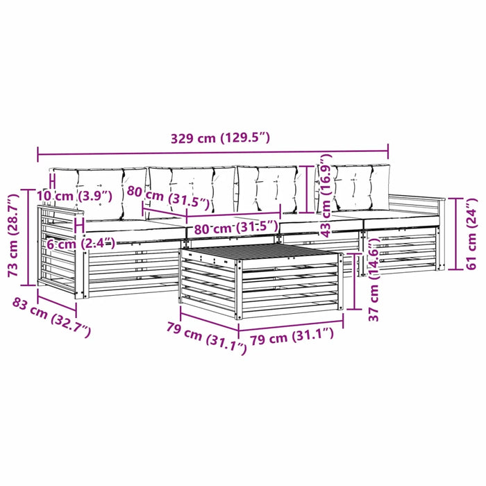 Set di divani da esterno 5 pcs Grigio Naturale e Chiaro 3372991