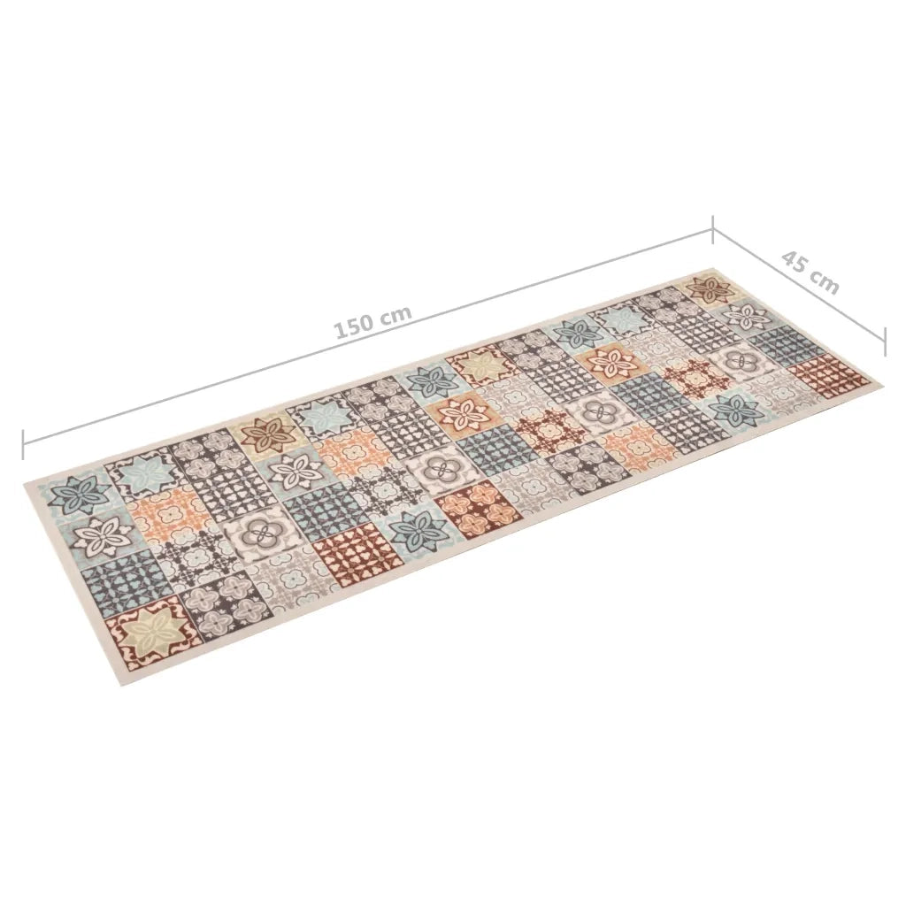 Tappetino da Cucina Lavabile-Tappeto da Cucina Mosaico a Colori 45x150 cm