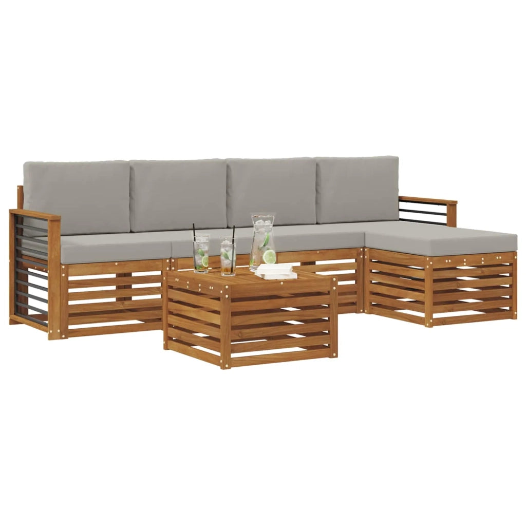 Set di divani da esterno 6 pcs Grigio Naturale e Chiaro 3374701