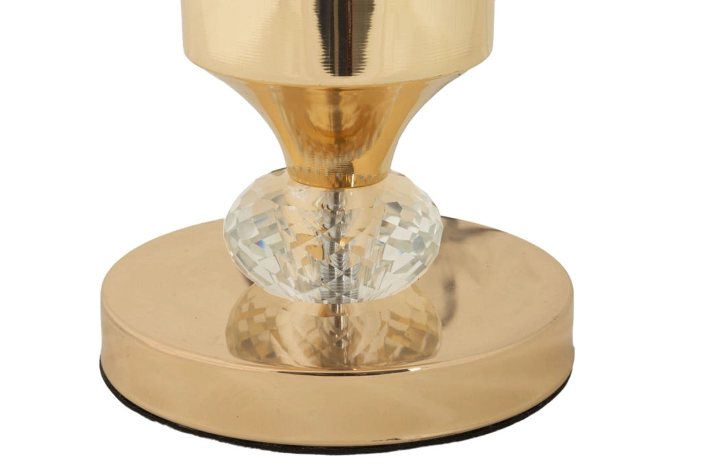 Lampada da Tavolo Gipsy Ø30x52 cm in Ferro e Tessuto Oro e Bianco