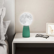 Lampada da Tavolo a Forma di Luna ¨C zephmum ¨C Bianco e Verde Scuro, ABS, ?15x28 cm