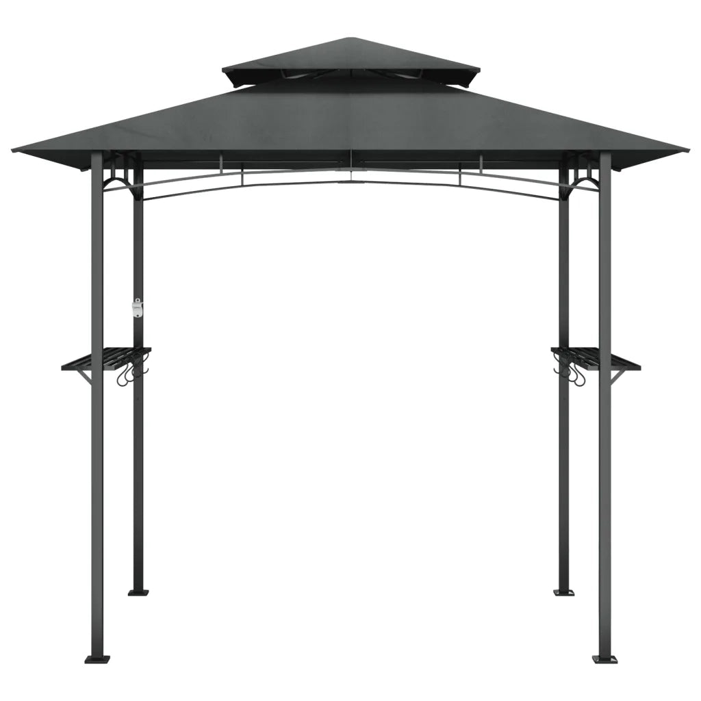 Gazebo | Pergolato Barbecue Ripiani Laterali Antracite 240x150x243 Acciaio