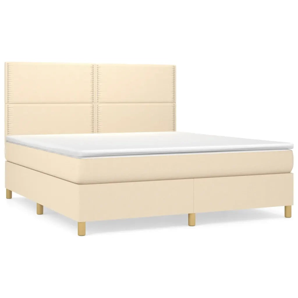 Giroletto a Molle con Materasso Crema 180x200 cm in Tessuto 3142278