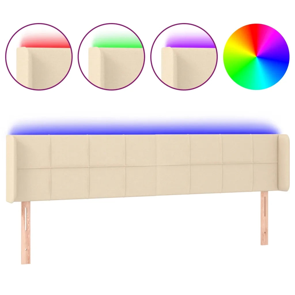 Testiera a LED-Testata con LED Crema 163x16x78/88 cm in Tessuto 832101