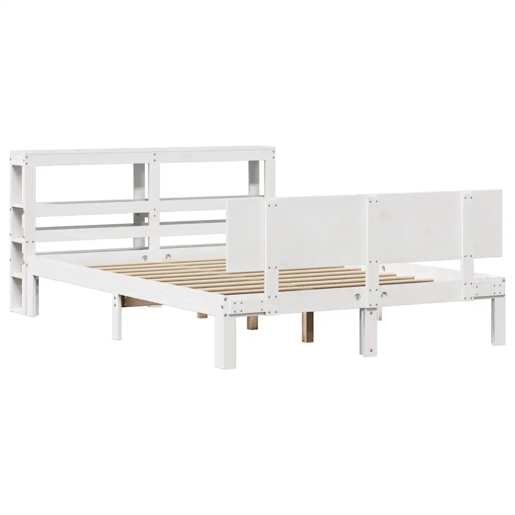 Giroletto con Testiera Bianco 150x200 cm Legno Massello di Pino