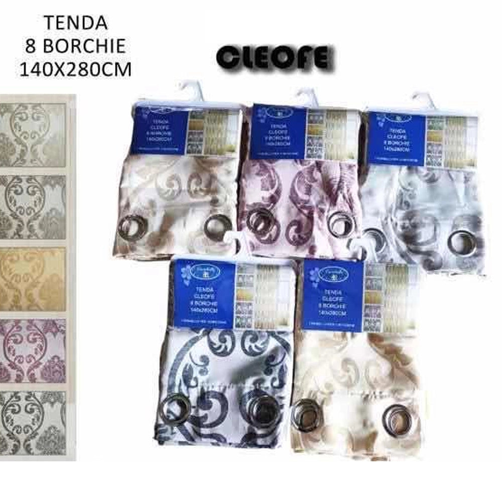 Trade Shop - Tenda Cleofe Pannello Singolo 8 Borchie Porta Finestra Cucina Bastone 140x280 Cm -