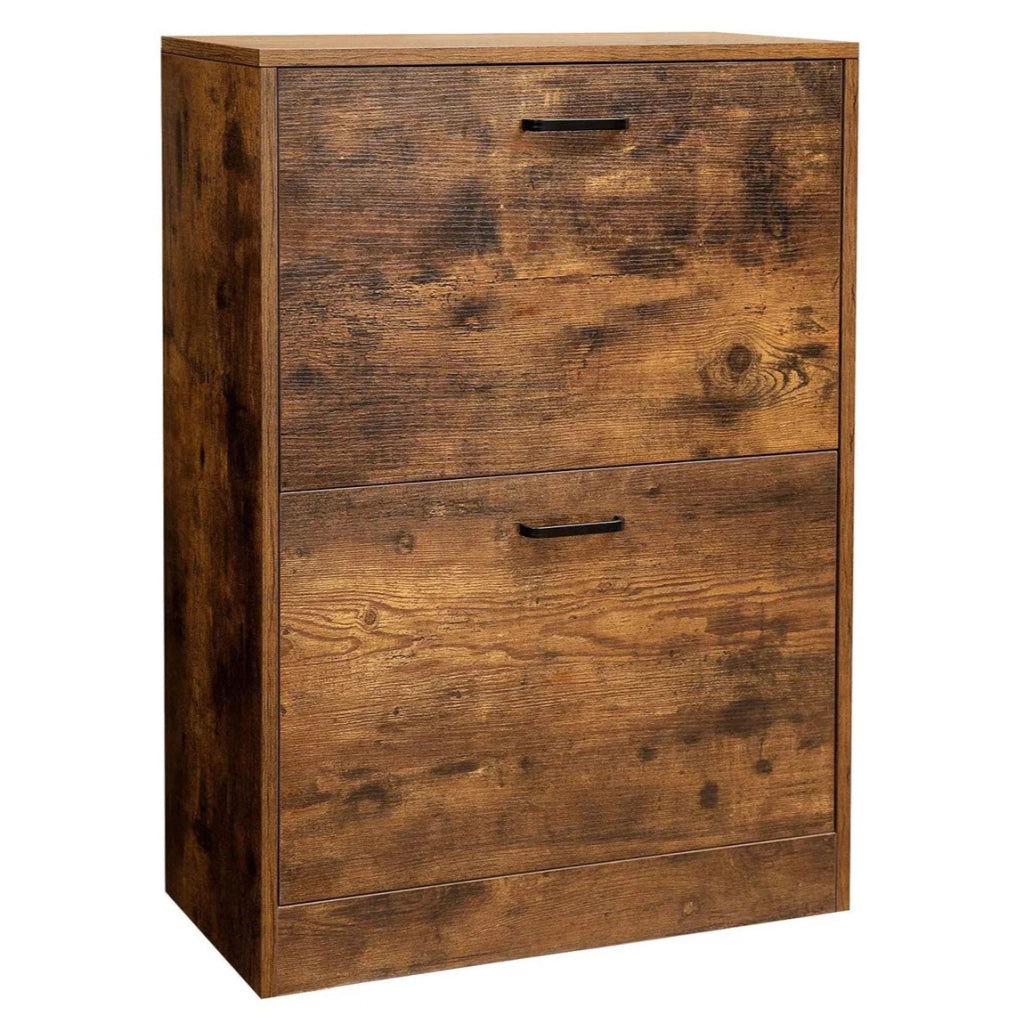Scarpiera a 2 scomparti mobiletto d'ingresso divisorio regolabile 12 paia di scarpe da donna o 8 da uomo 60 x 24 x 835 cm stile industriale marrone rustico 12_0002634
