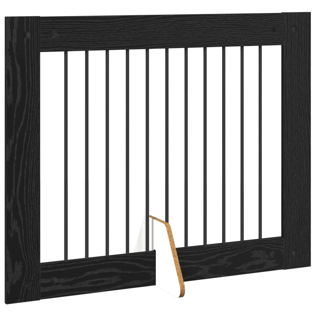 Cancello per cani con supporti 4 pz Rovere Nero 100 x 80 cm CFW4578236