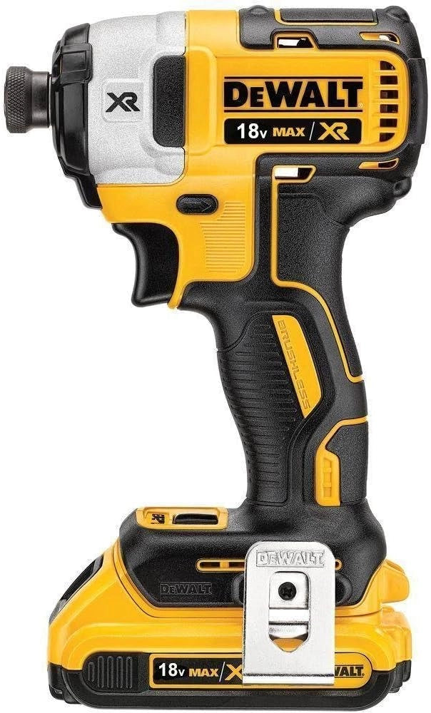 DEWALT DCF887D2-QW Trapano Avvitatore a Impulsi Attacco 1/4" a Batteria, 3 velocità, 2.0 Ah, Motore Brushless, 18V