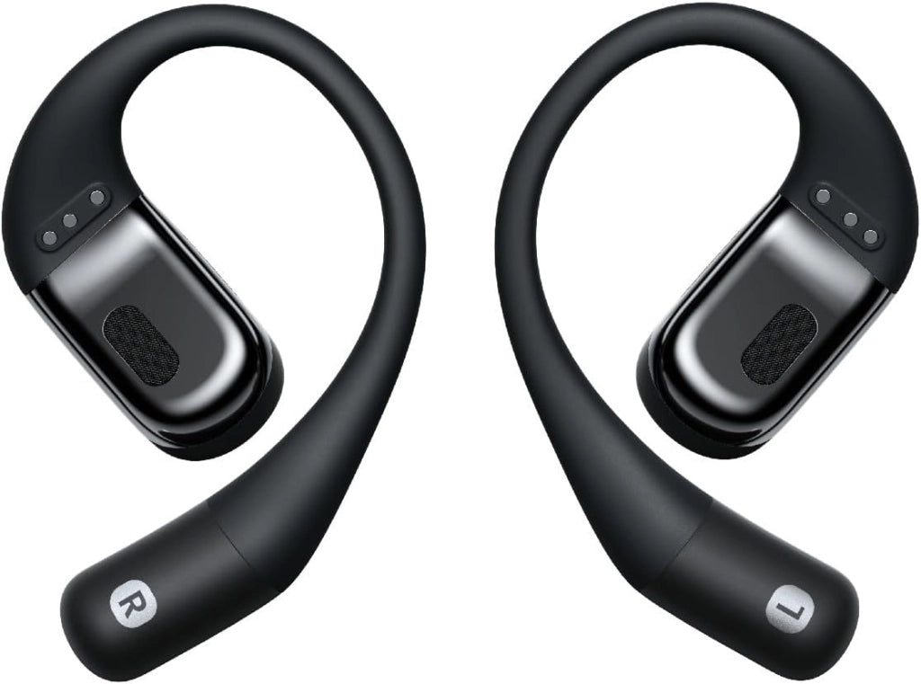 OpenFit True Wireless Open Ear Cuffie Bluetooth con microfono, impermeabili, ricarica rapida, 28 ore di riproduzione, compatibili con iPhone e Android, nero
