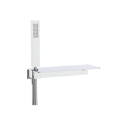 Kit doccia squadrato in ottone cromato con mensola, presa acqua e flessibile da 150 cm