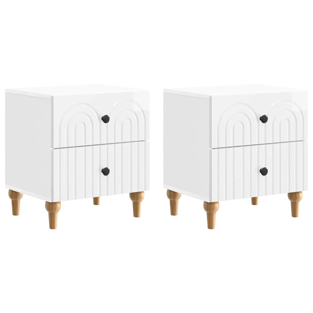 Armadio da Notte 2 pz Bianco Lucido 43 x 34,5 x 48 cm 894074