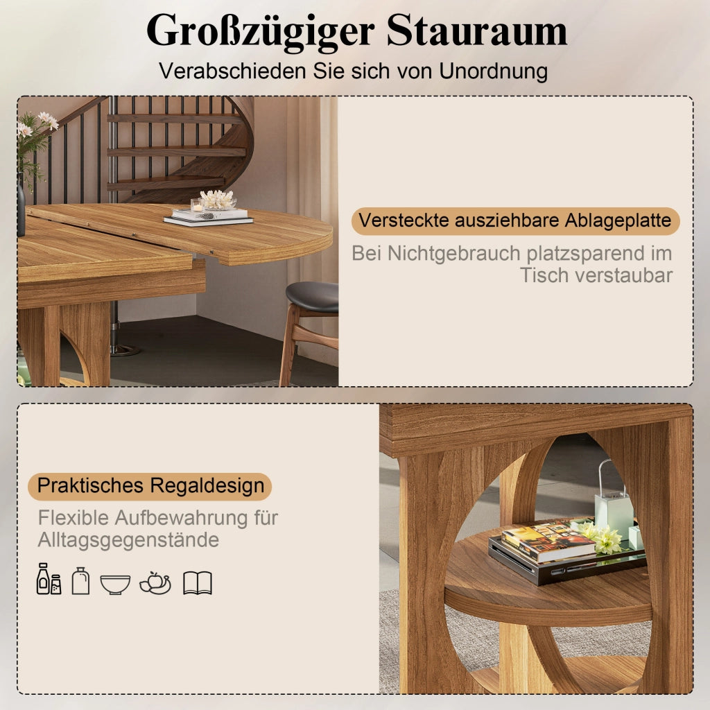TAVOLO da pranzo allungabile 110-150 cm effetto legno con vano portaoggetti