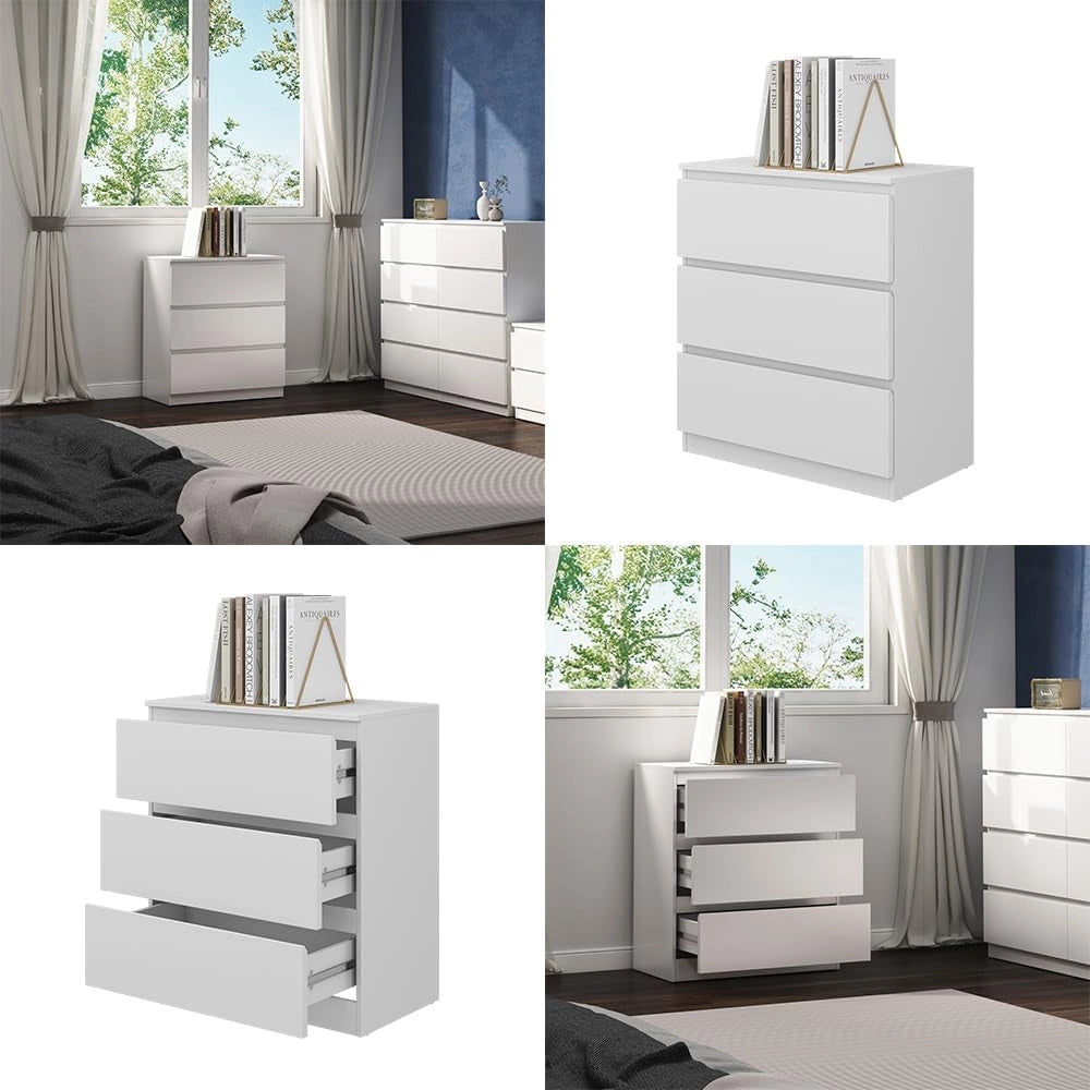 Cassettiera Calisto, Bianco, 39 x 78.5 cm, per riporre abiti e oggetti di uso quotidiano