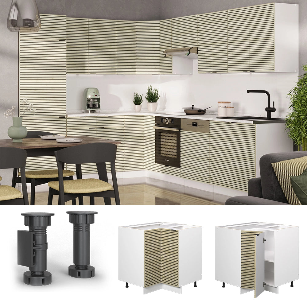 Mobile ad angolo cucina Fame-Line Pannello in quercia/Bianco 80.5 cm, PL Rovere Vicco