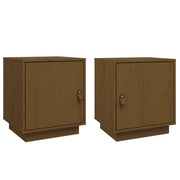 Set di 2 Comodini | Armadio da Notte | Mobiletto da notte ambra 40x34x45 cm in Legno Massello di Pino