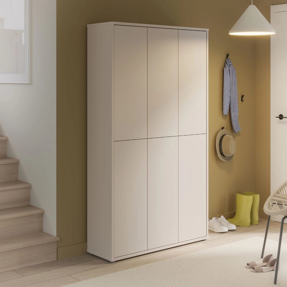 Armadio multiuso Medea 6 ante cashmere 109x35x192 - Scarpiera e armadio salvaspazio