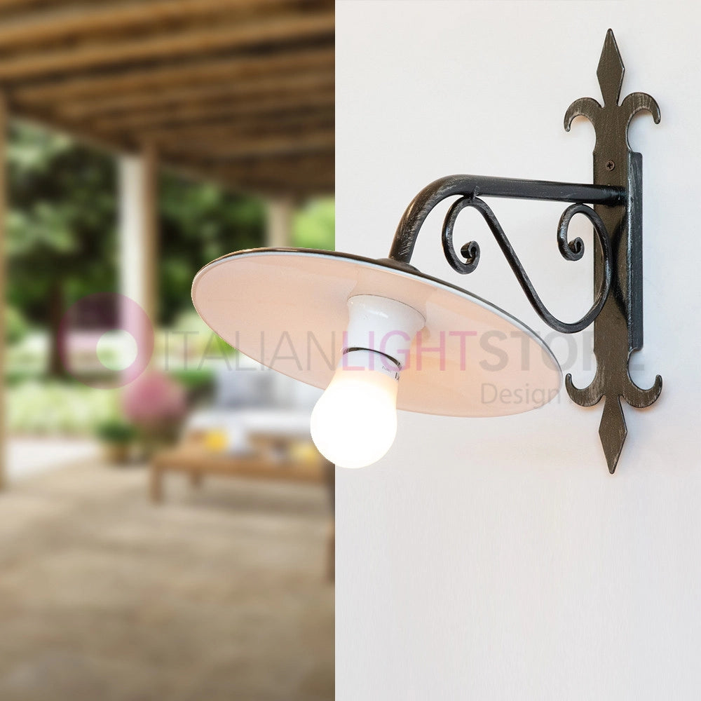 PIATTO Applique Rustico per Esterno Braccio in Ferro Battuto