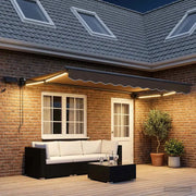 Tenda retrattile manuale con LED Tortora 3425777
