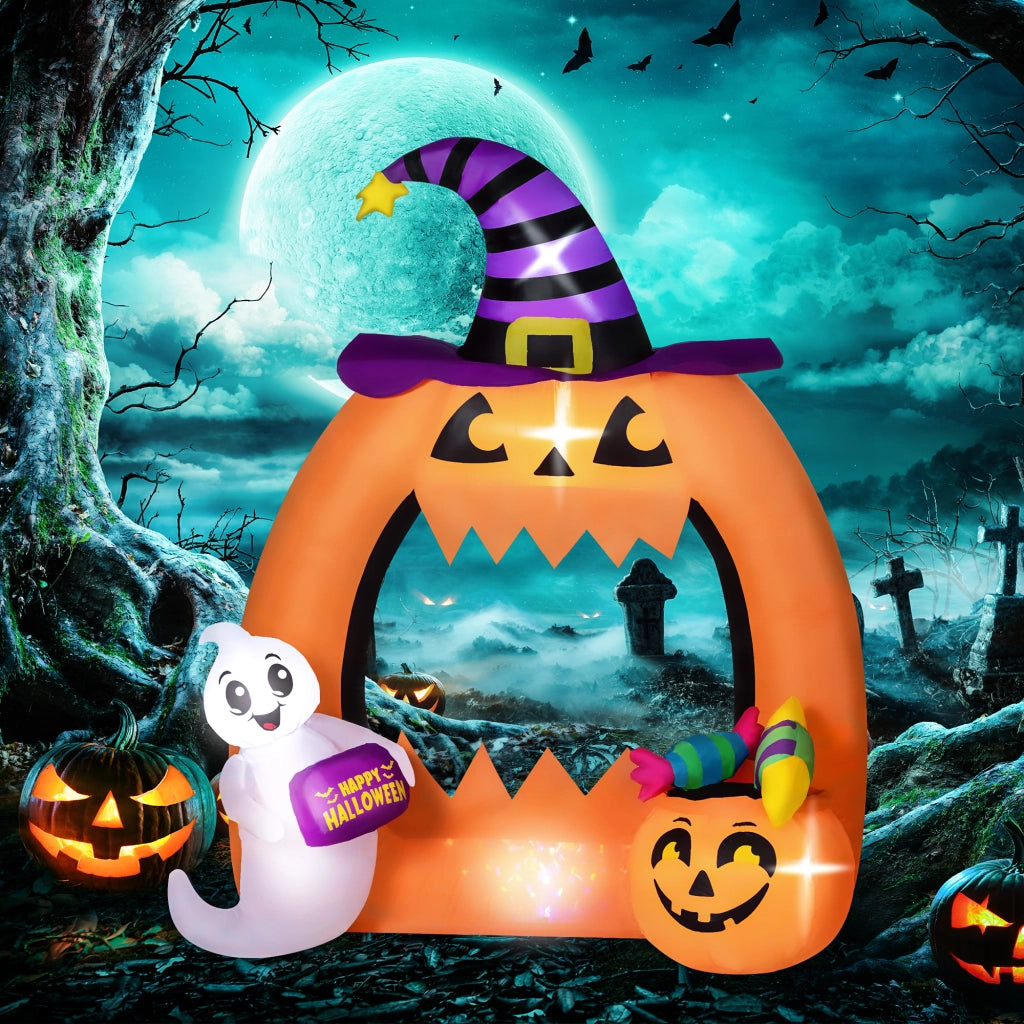 Pumpkin Arch Inflatable Halloween Decorazione 150 cm ¨C Zephmum ¨C Con Luci LED e Fantasma
