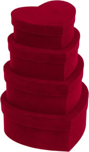 Set di 4 scatole regalo, scatola per torta, scatola di conservazione con coperchio, scatola regalo a forma di cuore, scatola regalo in velluto, scatola per gioielli, scatola regalo, regalo di compleanno, regalo di mamma, rosso