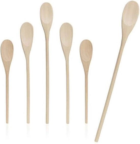 Set di Cucchiai in Legno - Insieme di 6 Cucchiai in Tre Dimensioni