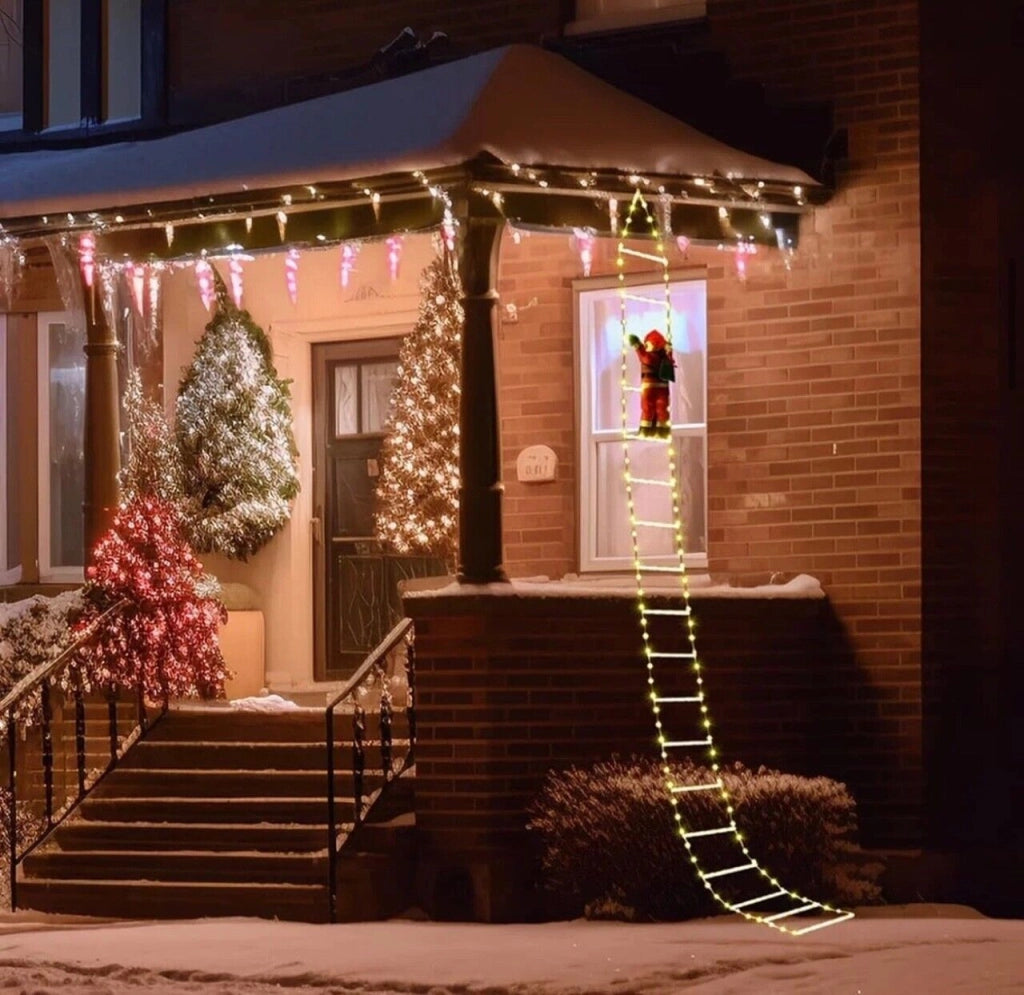 Babbo Natale su scala luminosa a LED per decorazioni natalizia luci calda fredda