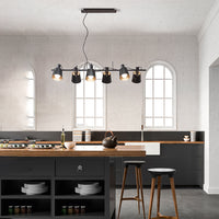 Lampadario Contemporaneo Megafono Metallo Nero 6 Luci E27