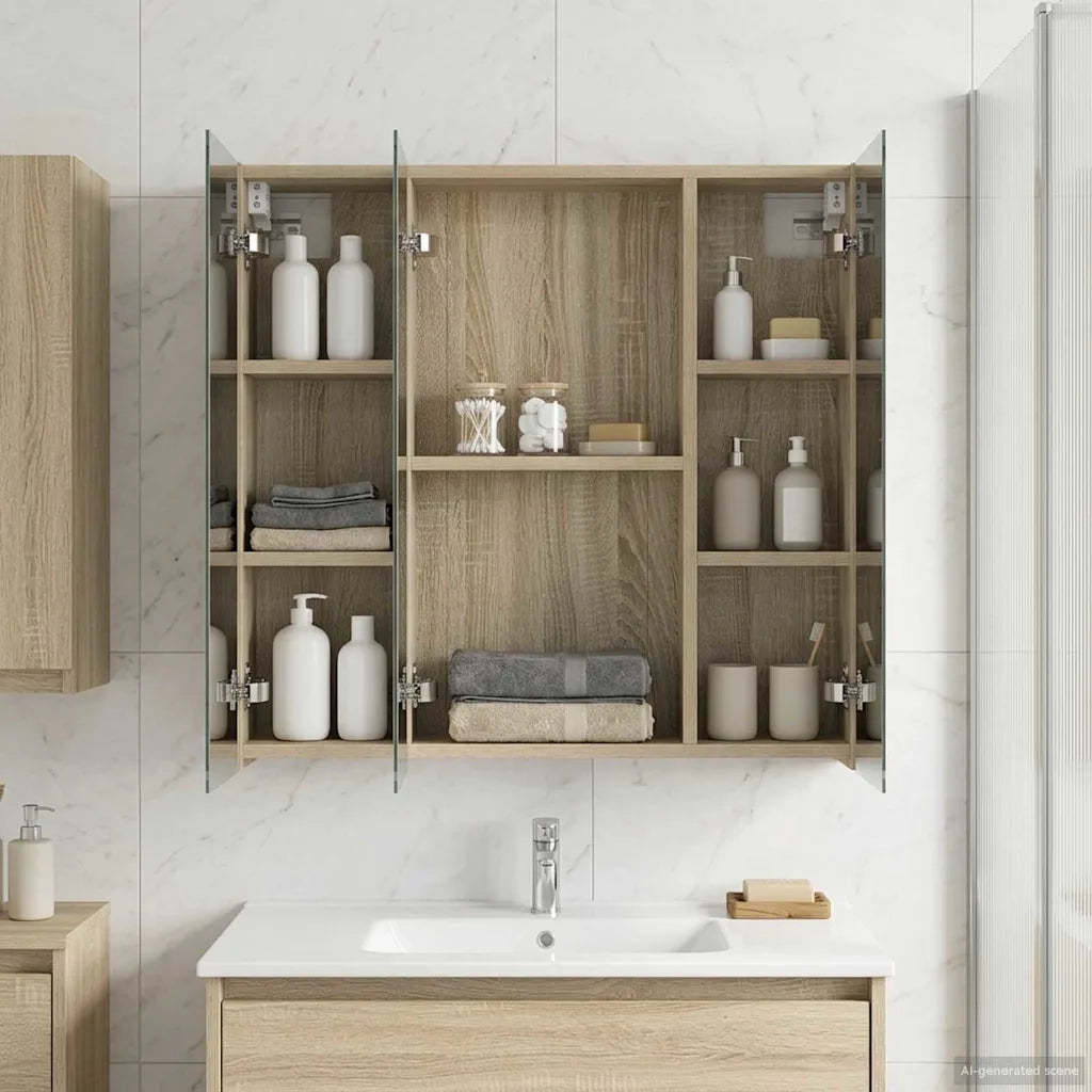 Mobiletto per specchio da bagno Rovere Sonoma 70 x 14,5 x 70 cm