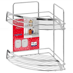 MENSOLA DOCCIA ANGOLARE 2 RIPIANI IN ACCIAIO CROMATO - DIM. CM(LXPXH):22X22X36,5  - FRI