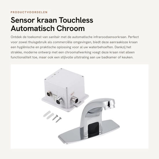 Acquisto Automatico Sensoresso Infrarosso - Materiale Zinco/Messing - Resistente alla Corrosione - Prodotto per l'igiene - Design Moderno - Finestra in Cromo - Rubinetto Senzatocco