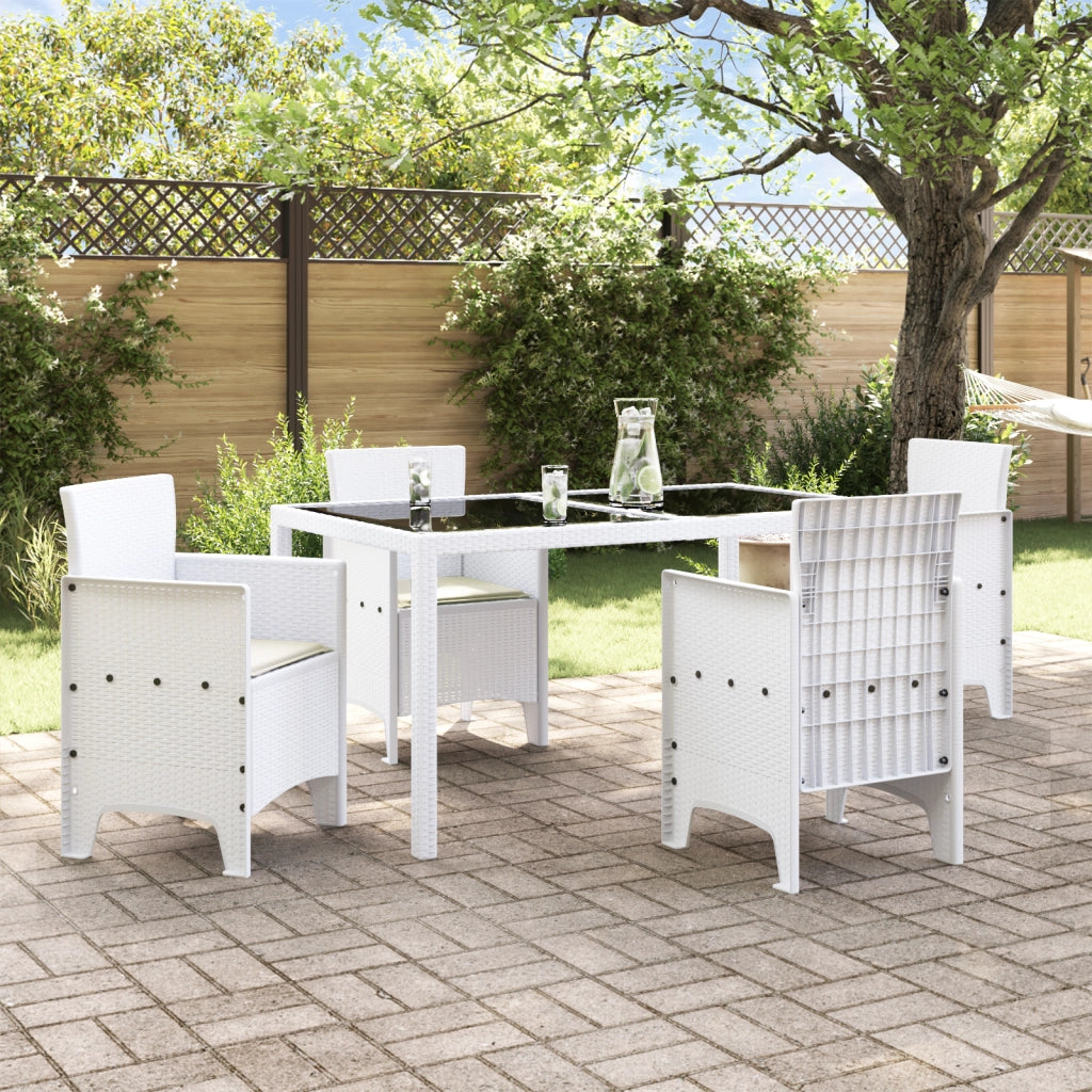 Sedie da Giardino con Cuscini 4 pcs Bianche Polyrattan