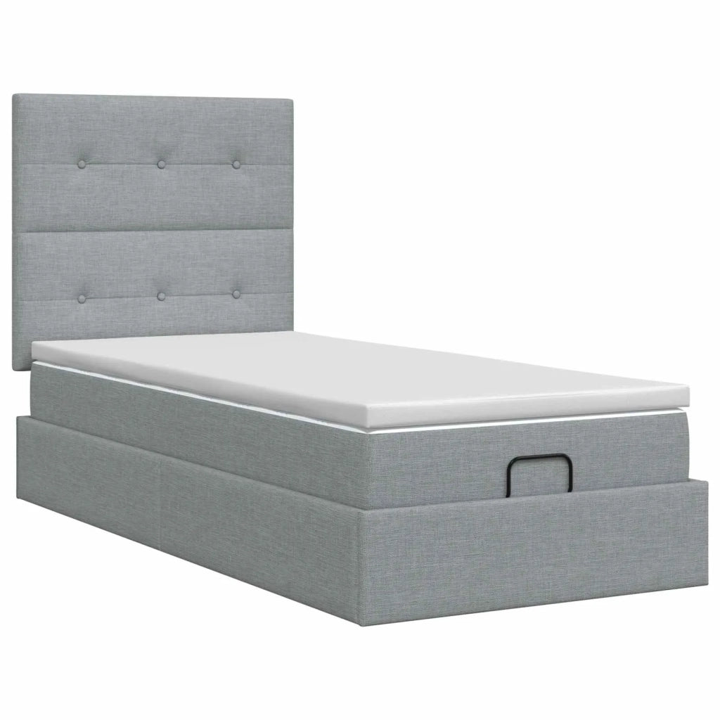 Letto ottomano con materasso Grigio Chiaro 100 x 200 cm Tessuto 3457466