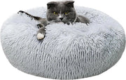 Letto per animali 40 cm con cuscino morbido per gatti e cani con piumino soffice e cuscino antiscivolo lavabile (S ~ grigio chiaro)
