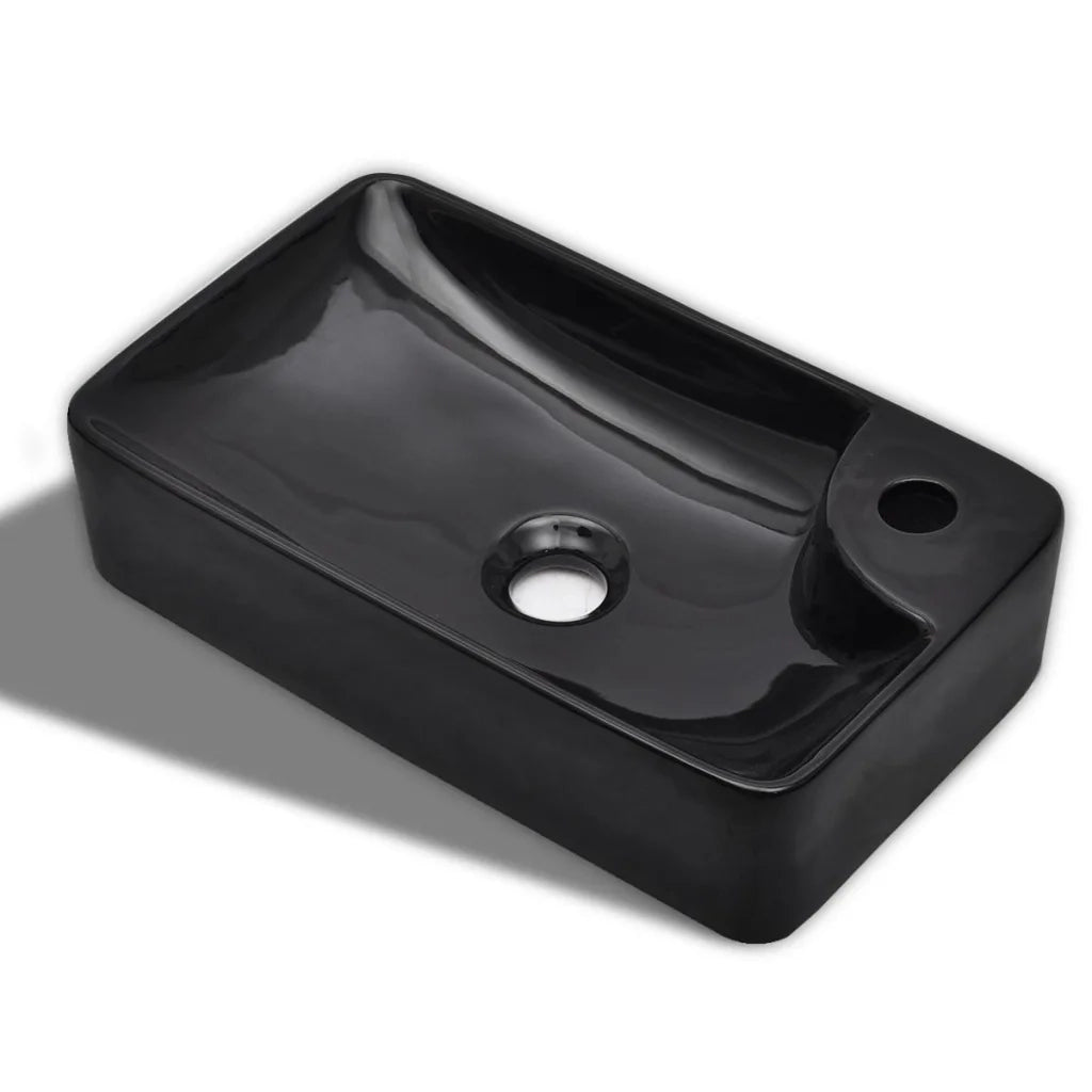 Lavandino Bagno in Ceramica Nera con Foro per Rubinetto CFW9621701
