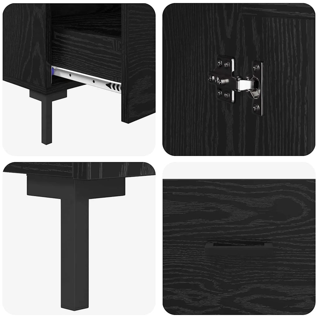 Credenza | Madia | Buffet da pranzo | Armadio da pranzo Rovere Nero 69,5 x 31 x 115 cm Legno multistrato
