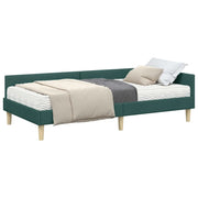 Letto singolo | Letto per adulti | Struttura Letto Angolare con Materasso 2 pcs Verde Tessuto