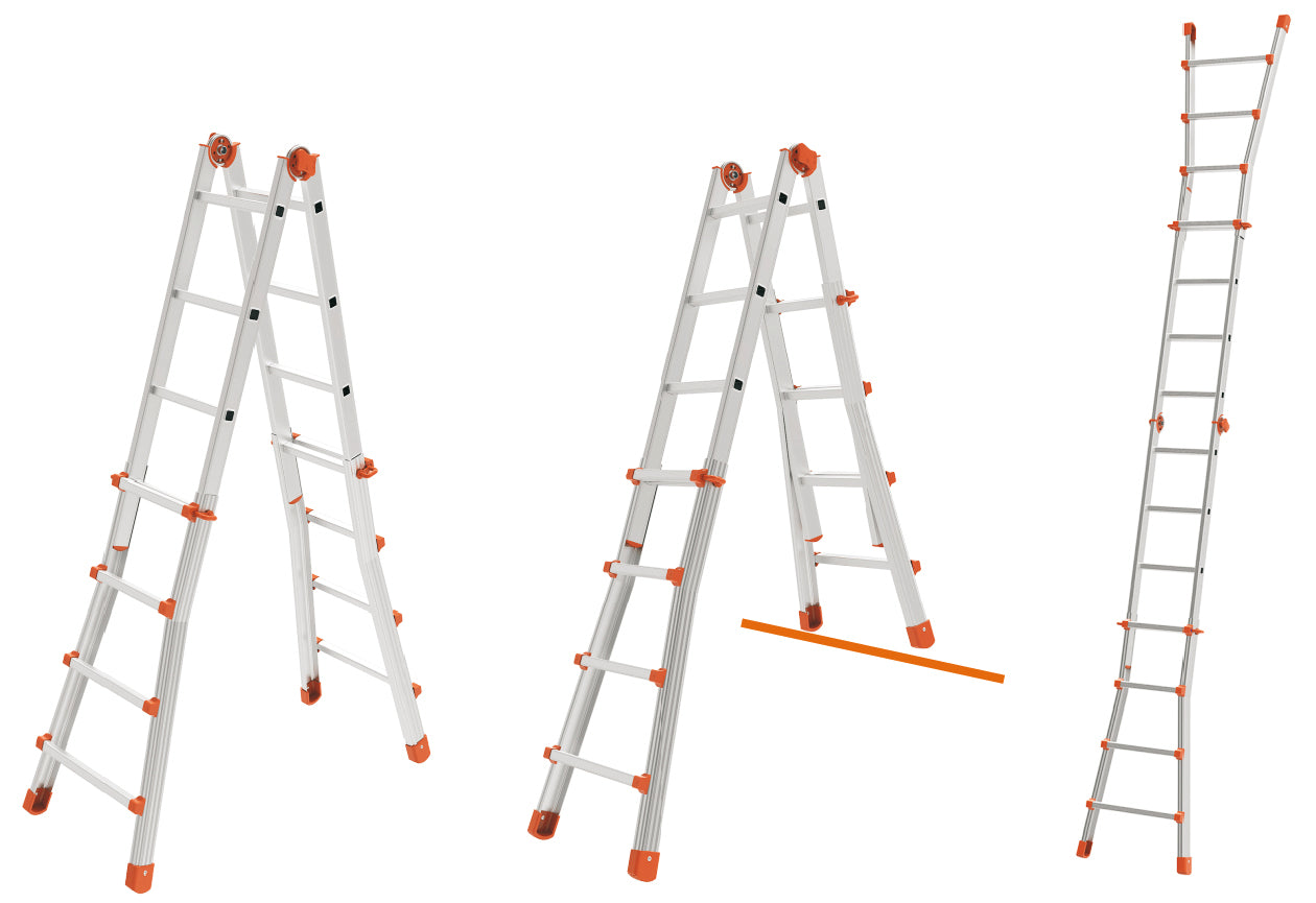 Marchetti SCALA TELESCOPICA IN ALLUMINIO SQUADRA PIU' Gradini NÂ°4+4 H max cm. 400