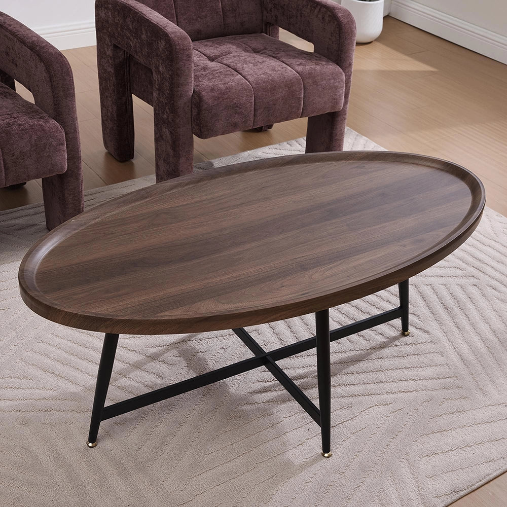 Tavolino ovale moderno e minimalista - Xylo - Struttura in metallo