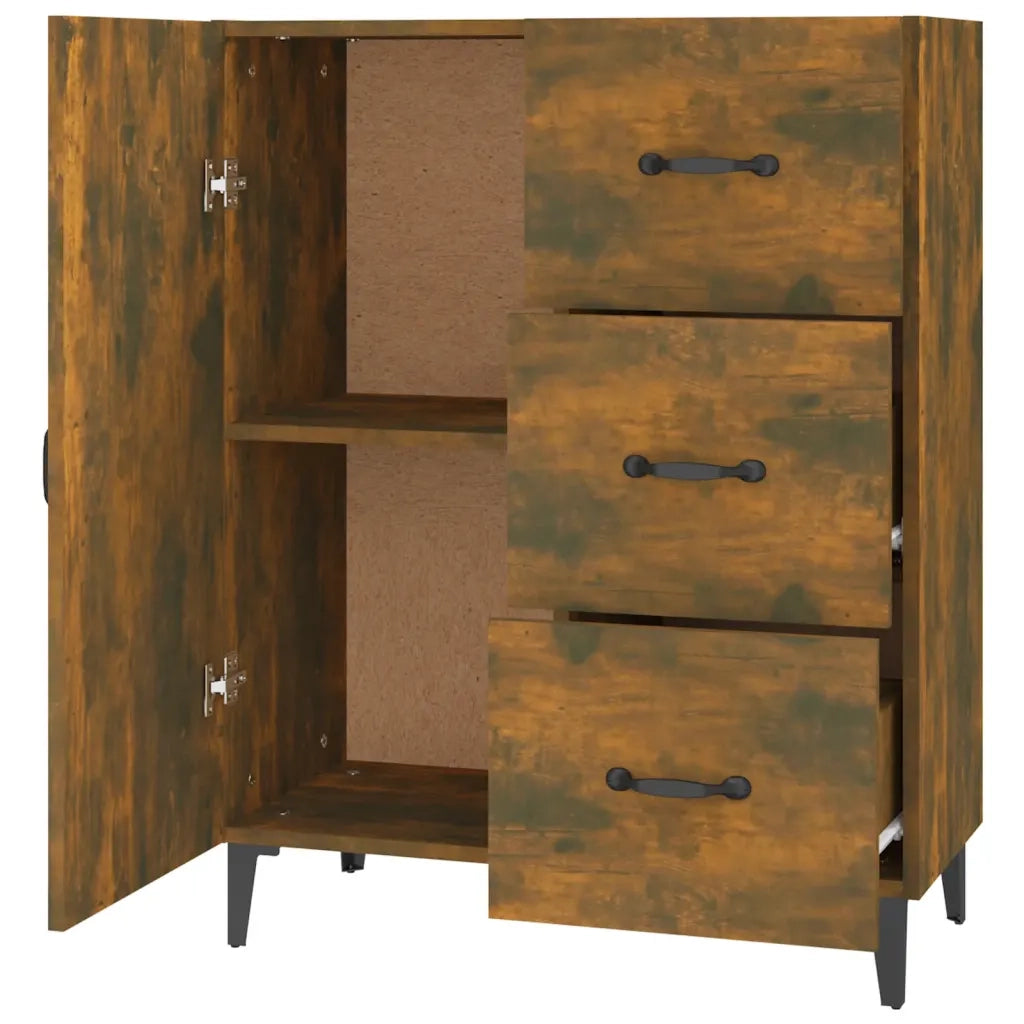 Credenza Rovere Fumo 69,5x34x90 cm in Legno Multistrato 817354