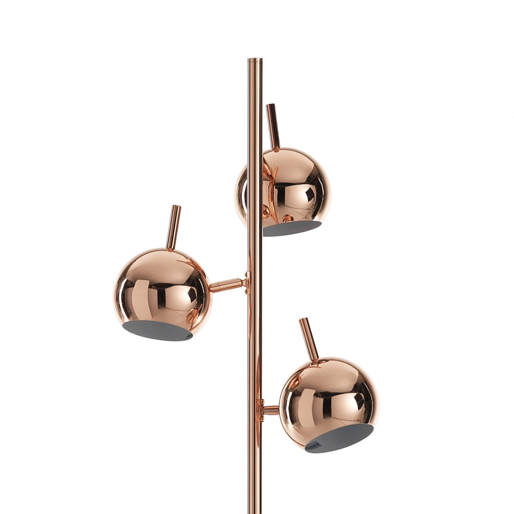 Lampada da terra 3 paralumi in metallo finitura rame cm. Ø.27 H.165