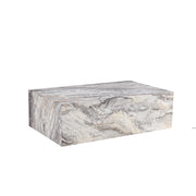 Tavolino da caffè rettangolare con effetto marmo - per soggiorno - 90x50x30 cm - grigio