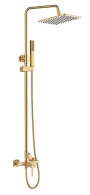 Colonna doccia con miscelatore | Set doccia minimalista, soffione a pioggia, sistema anticalcare, oro