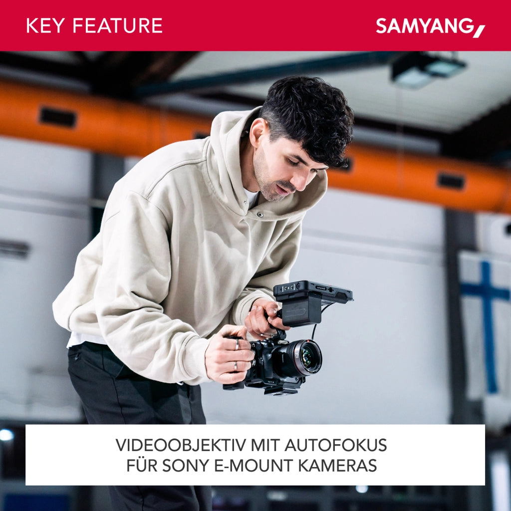 Obiettivo video V-AF 35 mm T1,9 FE compatibile con Sony E, per videocamera, con autofocus risoluzione 8K e Tally lamp, alta intensità luminosa per full-frame e APS-C