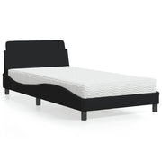 Letto con Materasso-Struttura Letto con Materasso Dover Nero 100x200 cm in Tessuto