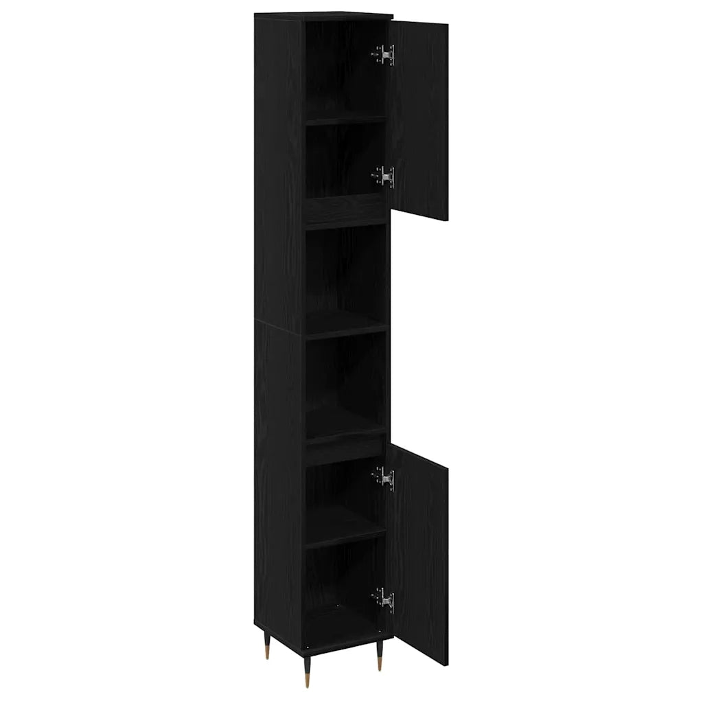 Mobile da Bagno Rovere Nero 30 x 30 x 190 cm Legno multistrato 862881
