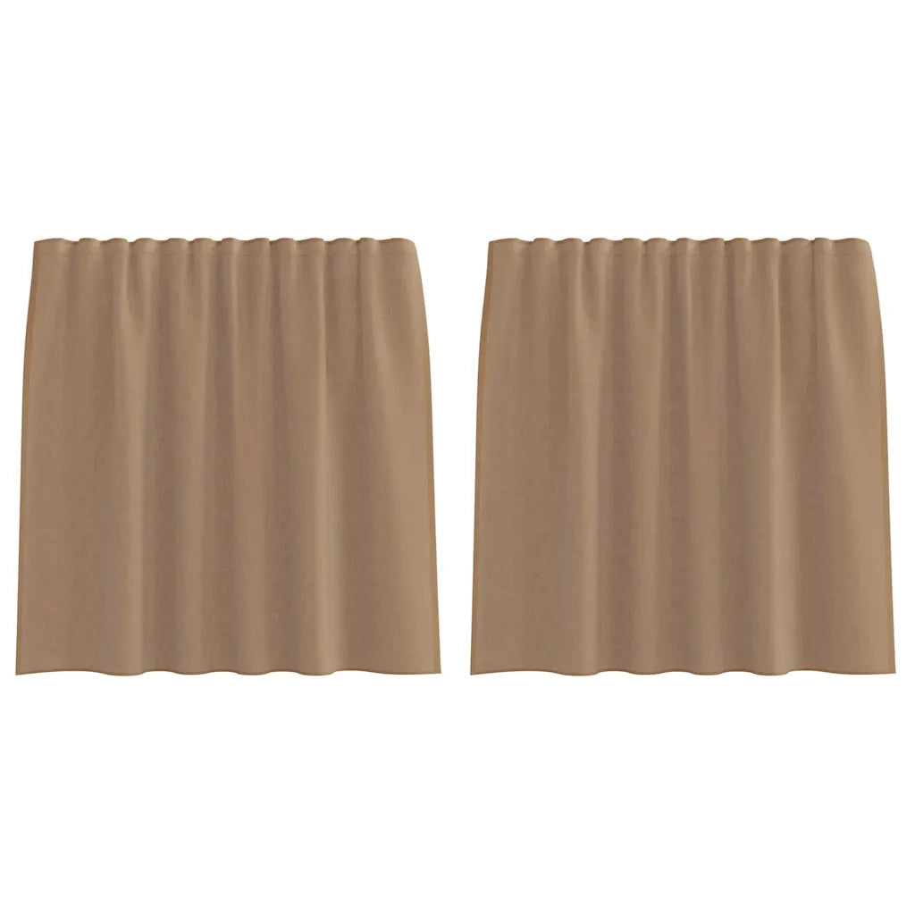 Tende in Voile con Tasche per Aste 2 pz Marrone Chiaro